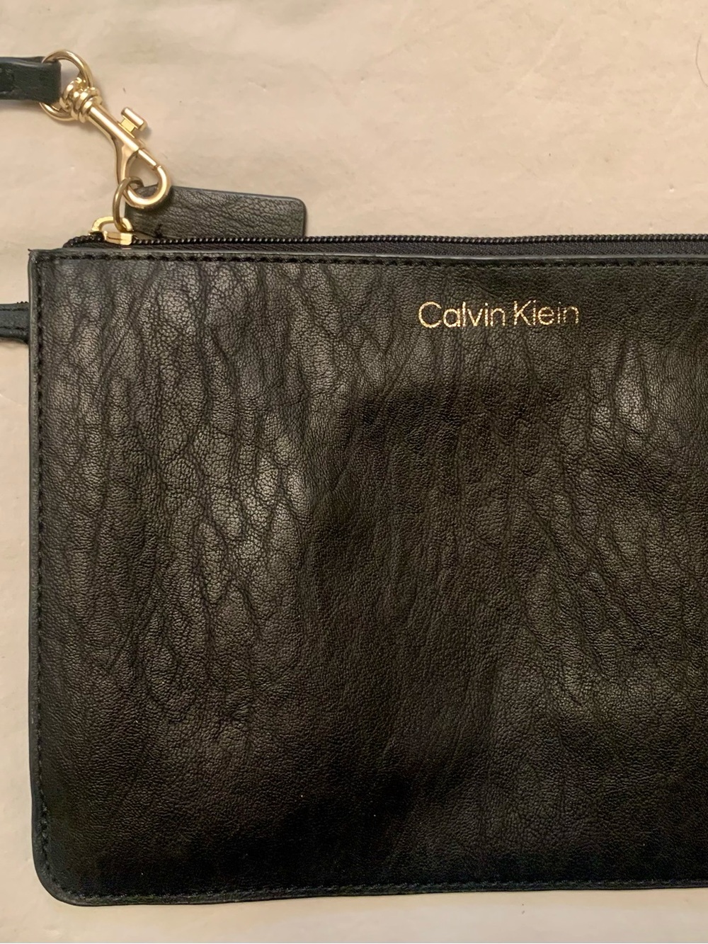 Calvin Klein Black Leather Wristlet Handbag